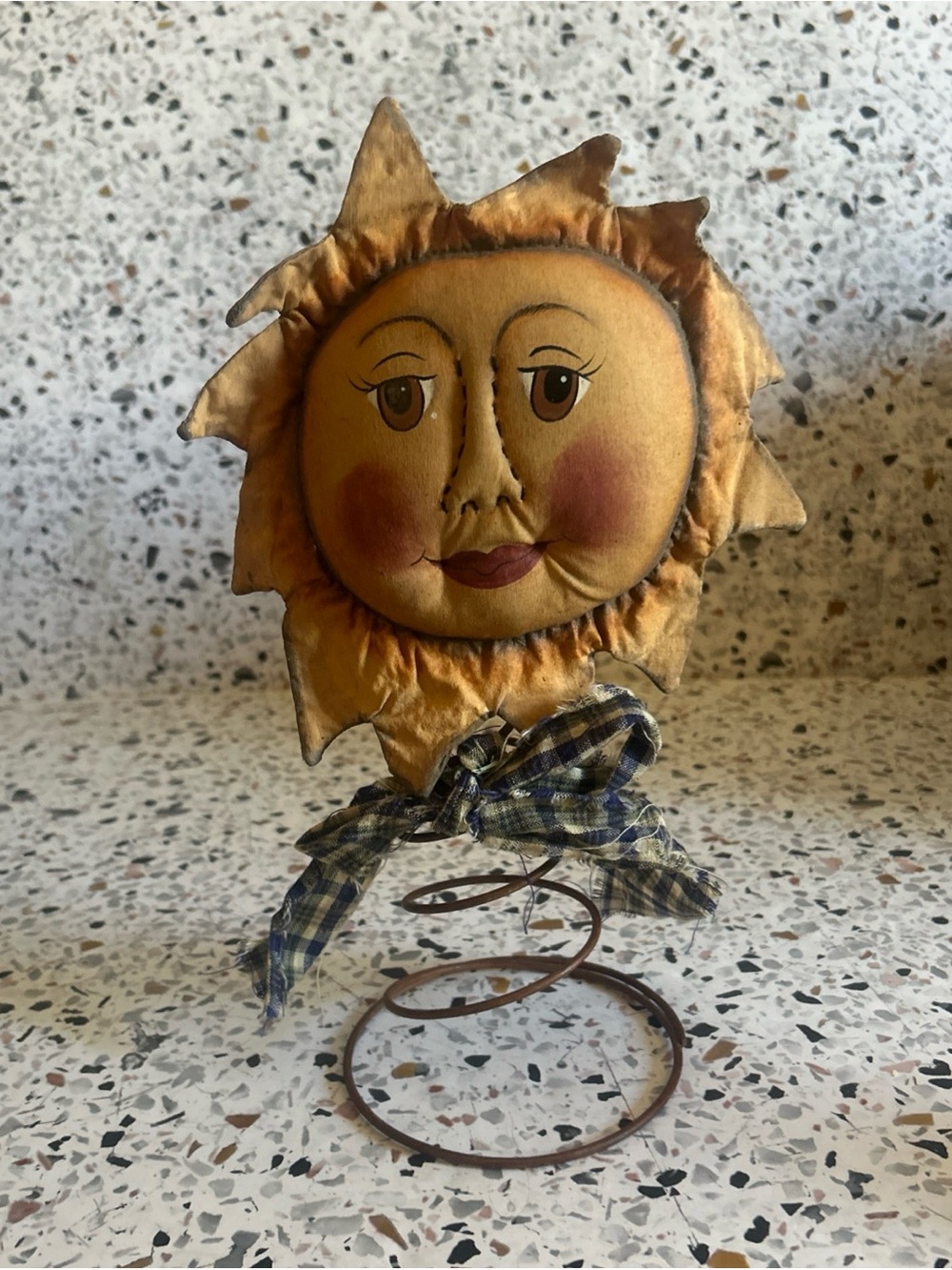 Vintage Primitive Folk Art Sunflower Christmas Tree Topper